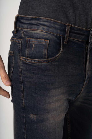 Dark Wash Distressed Slim Fit Jeans