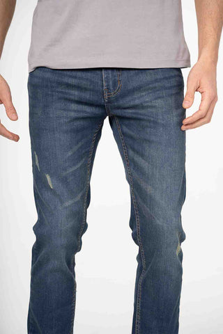 Medium Wash Distressed Slim Fit Jeans