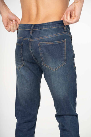 Medium Wash Distressed Slim Fit Jeans
