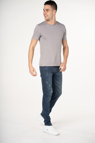 Medium Wash Distressed Slim Fit Jeans
