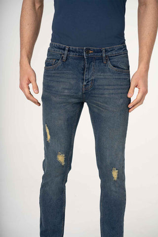 Medium Wash Distressed Skinny Fit Jeans