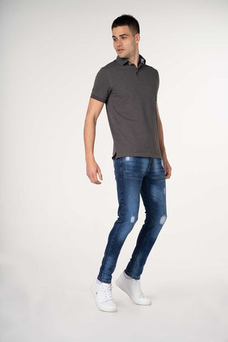 Dark Wash Distressed Skinny Fit Jeans