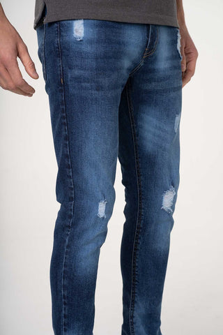 Dark Wash Distressed Skinny Fit Jeans