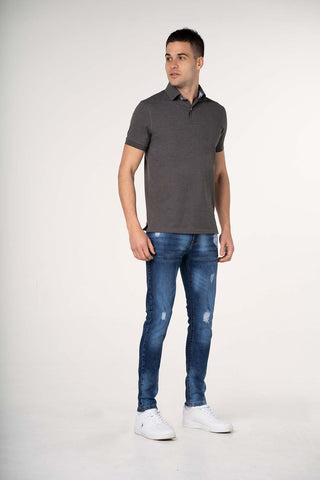 Dark Wash Distressed Skinny Fit Jeans