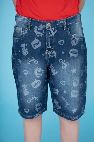 Doodling Denim Bermuda Shorts
