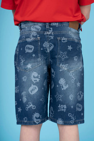 Doodling Denim Bermuda Shorts
