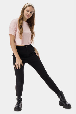Solid Crop Top With Waist Drawstring