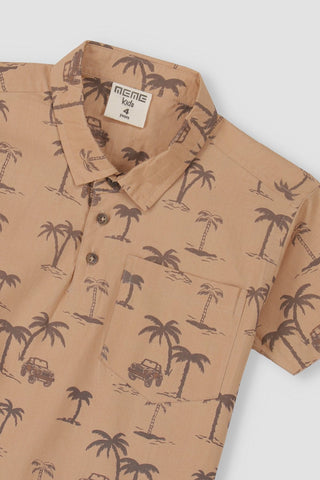 Boys Printed Palm Safari Shirt