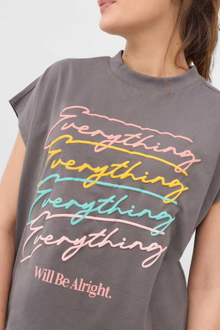 Typography Cap Sleeve T-Shirt