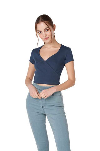 Ribbed Surplice Top