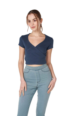 Ribbed Surplice Top