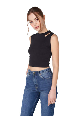 Ribbed Cut Out Top